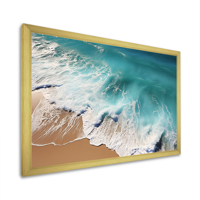 Élégance côtière - impressions nautiques et de plage, Encadrement doré, H 24 po x l 32 po x P 1 po