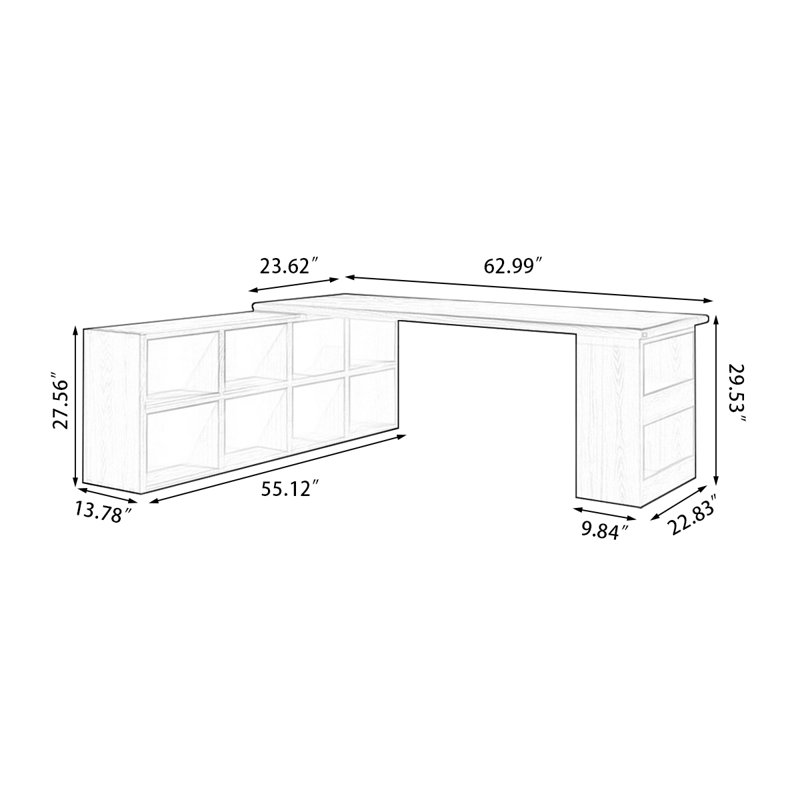 Bureau rectangulaire en bois massif brun noisette, H 29,53 po x l 62,99 po x P 23,62 po