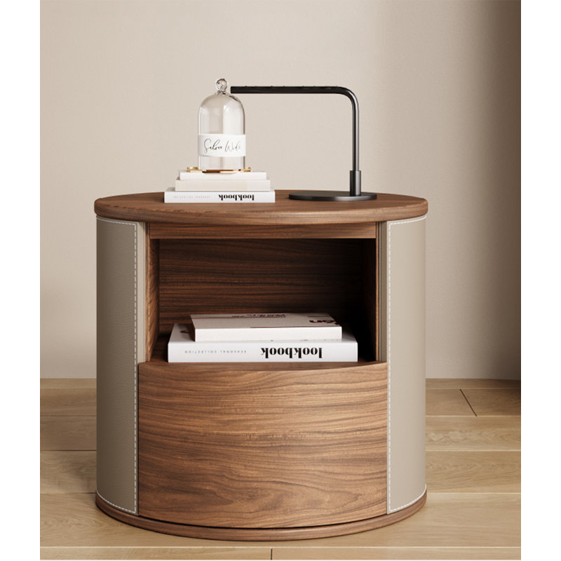 Table de chevet en cuir de style contemporain avec tiroir pour chambre à coucher