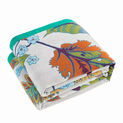 Jeté d'été, couverture bohémienne réversible 90 po x 98 po, jeté 100% coton tissé respirant, jeté décoratif maison de campagne
