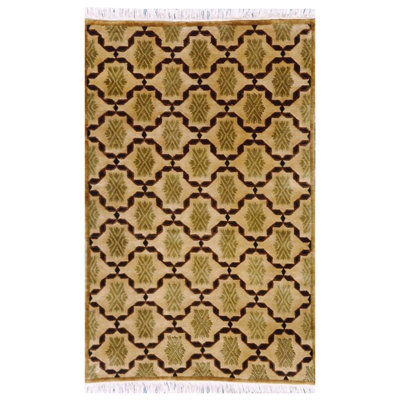 Tapis de zone en laine 5 pi x 8 po one-of-kind à la main noué la Lanham