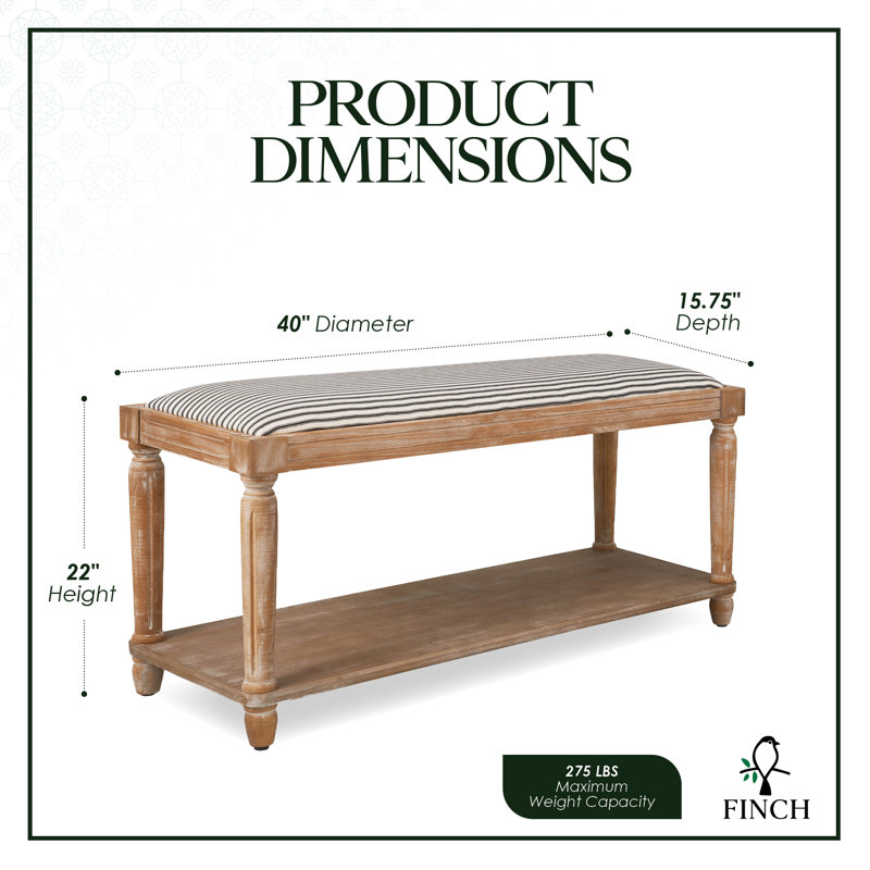  Banc rembourré Finch Graydon, naturel vieilli