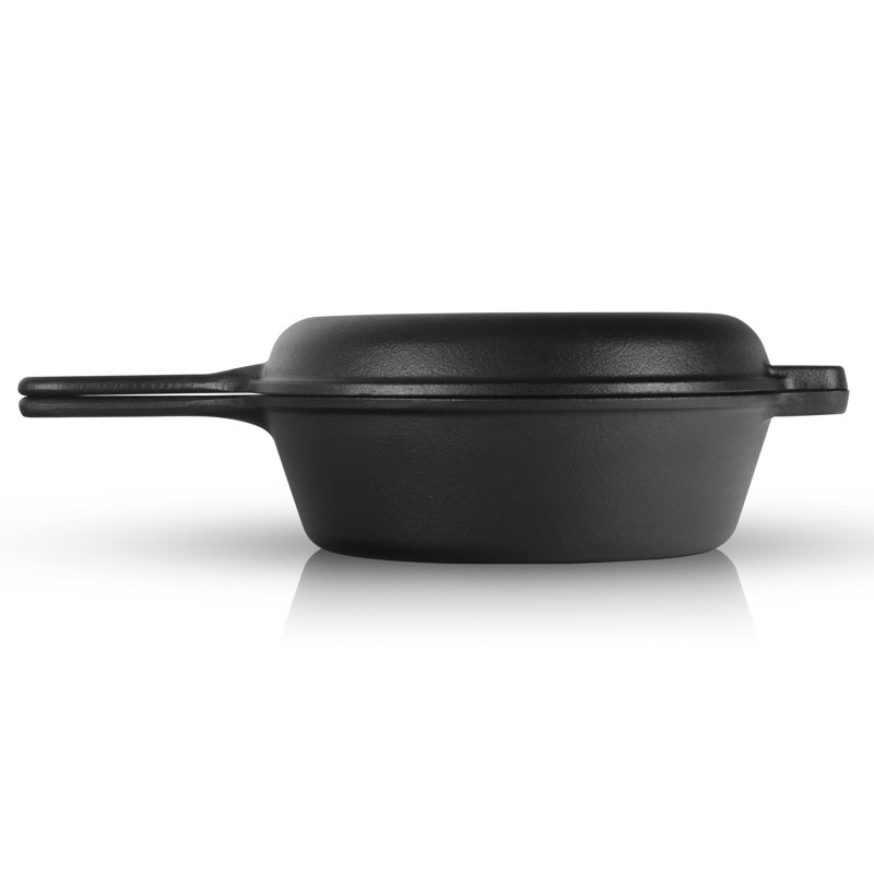 Pre-Seasoned Black Cast Iron Dutch Oven with Skillet Lid