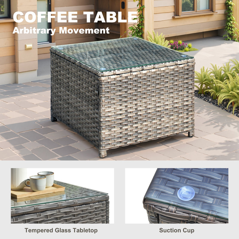 Guillen Square Metal Outdoor Coffee Table , 23.47'' in. W 23.47'' in. D, Grey