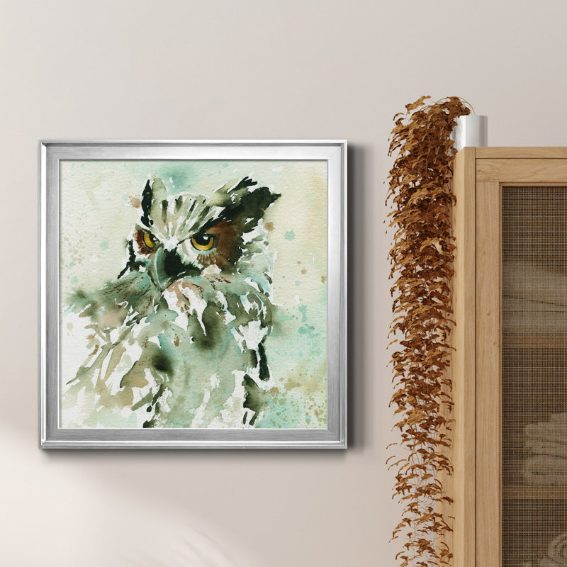 I Espion with My Owl's Eyes - Reproduction d'art sur toile encadrée, H 22,5 po x l 22,5 po x P 1,5 po, Argent