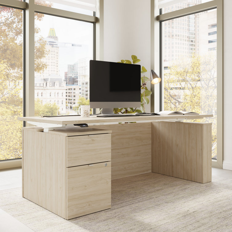 Bush Business Furniture Stratus 72W X 30D Eletric Height Adjustable Standing Desk With File Cabinet