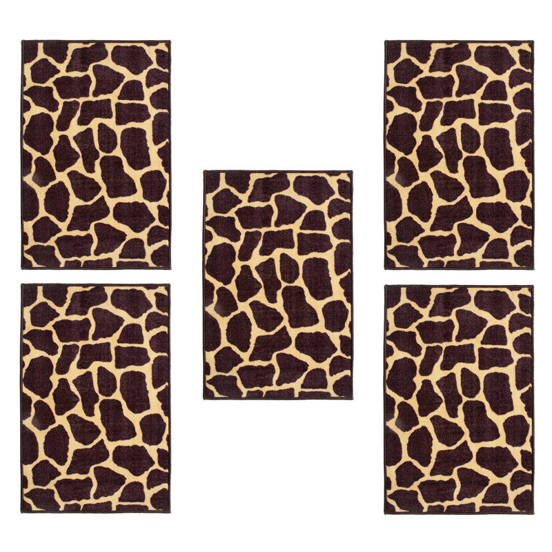 Ensemble de tapis touffetés en nylon à motif animalier Barrada, Rectangle 1 pi 5 po x 2 pi 2 po