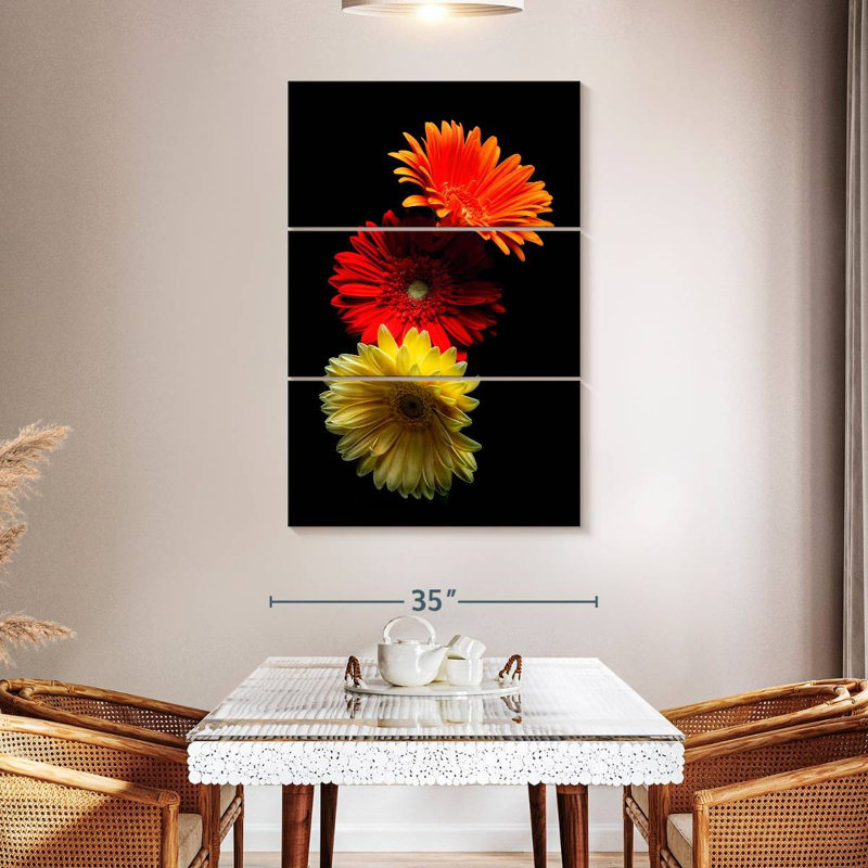 Trois marguerites lumineuses Harnek, H 50 po x l 32 po