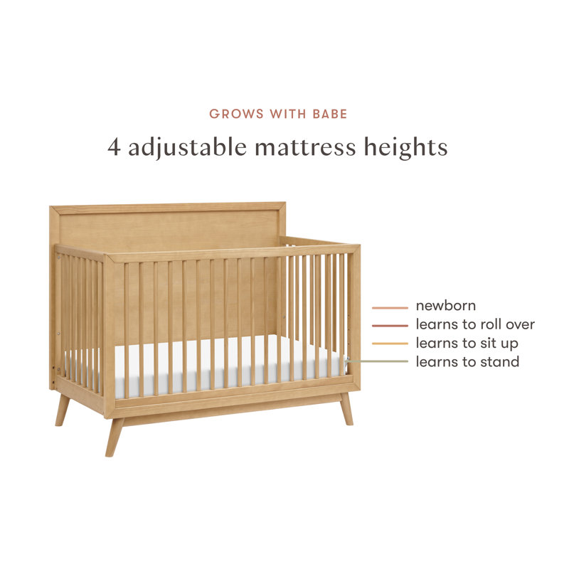 Palma 4-in-1 Convertible Crib with Toddler Bed Conversion Kit, Honey