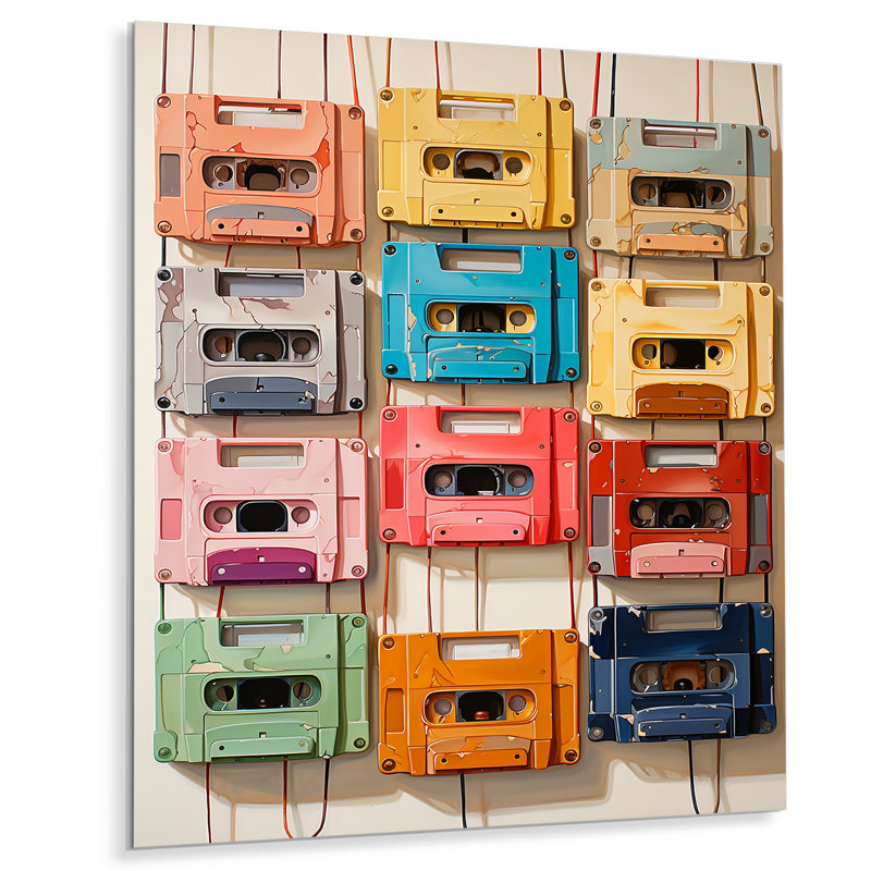 Popart Cassette Tapes X - Décoration murale en métal Cassettes, H 20 po x l 12 po x P 1 po