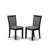 5 Piece Modern Dining Table Set Includes a Round Wooden Table with Dropleaf and 4 Dark Gotham Grey Linen Fabric Parsons Chairs, Wirebrushed Black-1003565-1003567-1033826
