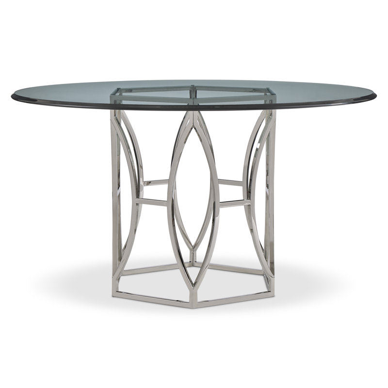 Round Glass Top Metal Base Dining Table