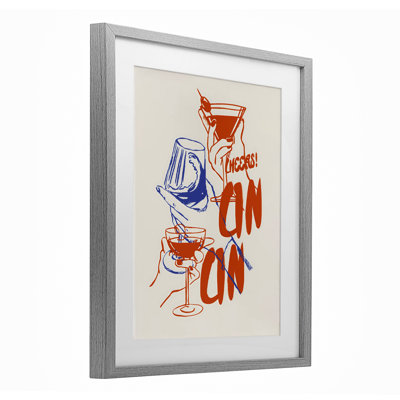 «Retro Cheers Cocktail Toast», reproduction imprimée sous verre, conception de The Prints Vibe