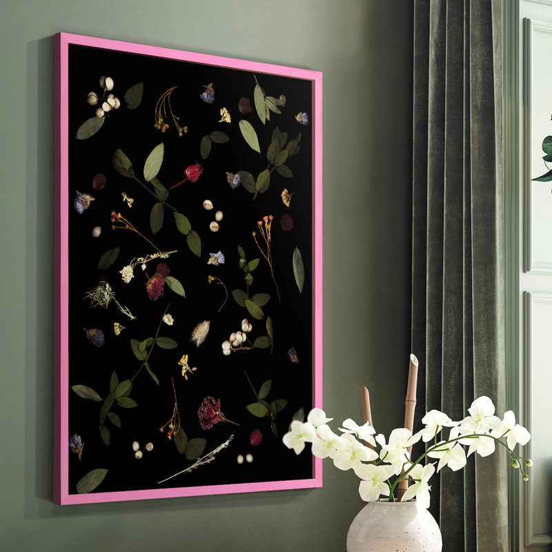 Nosegay I, reproduction encadrée - bois massif, Rose, H 10 po x l 8 po