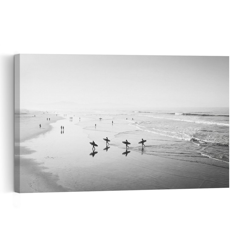 Surfers Peaceful Serene Tranquil Coastal Wall Art Print 1 Piece Wrapped Canvas Wall Art, 101.6cm H x 152.4cm W