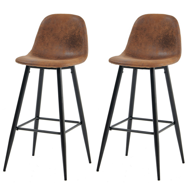 Blakesburg Upholstered Counter Stool with Metal Frame, Black