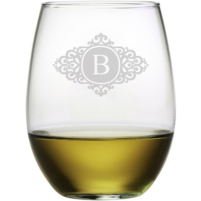 Scroll Monogram 21 oz. Wine Glass Set