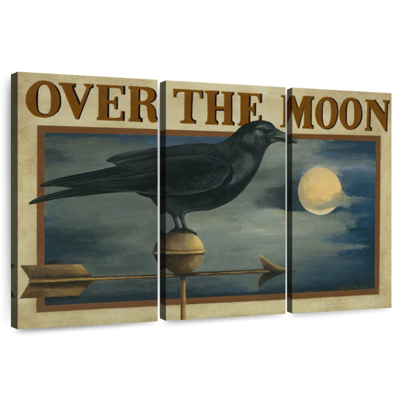 Brampt Over The Moon Crow Weathervane, 36" H x 57" W
