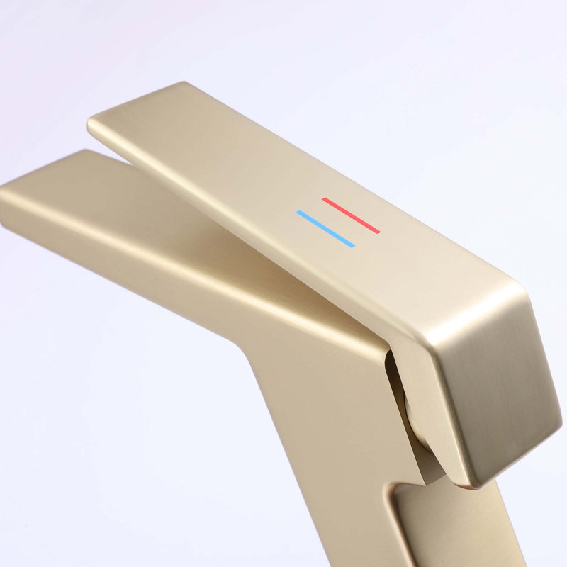 Robinet de lavabo de salle de bain 7,48 "pour robinet de meuble-lavabo à poignée simple 1 trou, Or brossé