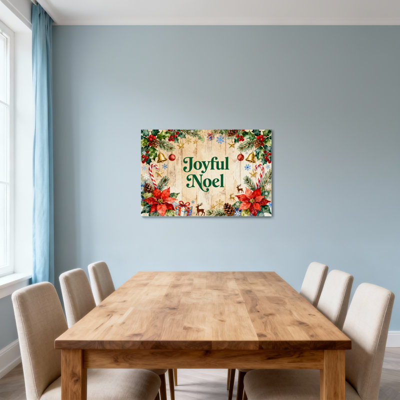 Christmas Joyful Noel Christmas Holiday Pattern, 16" H x 24" W
