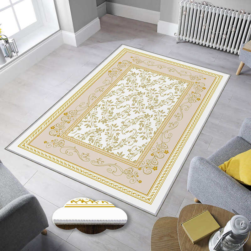 Stylish Hall Carpet (3.3 x 6.6 ft), 100% Polyester, 0.3 in Pile Height | Antibacterial, Non-Slip PVC Felt Dot Underside | Machine Washable, 3D Digital Print, Durable & Easy to Clean | Perfect for Entryway & Living Areas