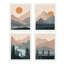 Ensemble de 4 impressions murales encadrées bleu sarcelle, forêt de rivière, paysage, encadrées sur papier, impression de 4 pièces-119018423-93012736