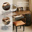 Coiffeuse vintage de style français en bois massif avec miroir, 100 cm (39,37 po).-534735221
