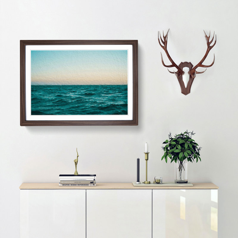 Ocean Stripe - Framed Print, Walnut Framed, 27cm H x 36cm W x 2cm D