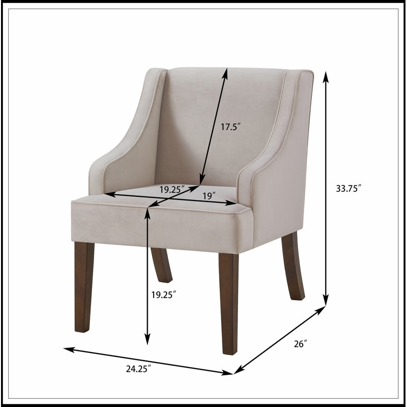 Fauteuil d'appoint moderne rembourré avec pieds en bois, taupe
