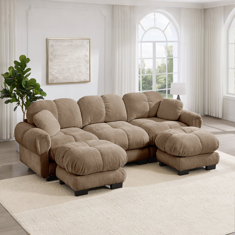 Canapé modulaire en U modulaire en chenille 104 po avec 2 repose-pieds Fairmont, Taupe