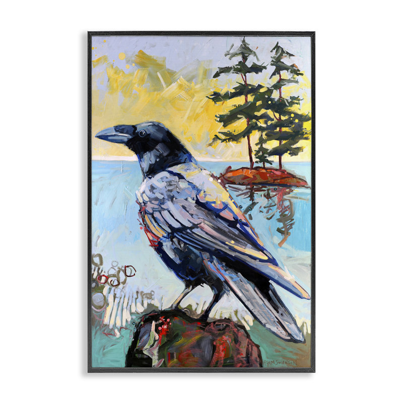  Corbeau dans un paysage moderne, estampe numérique encadrée par Adam Swanson, H 30 po x l 20 po, Giclée encadrée noir minuit