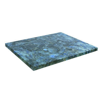 24" x 24" Marble Blue Resin Table Top with Dark Veining, Indoor Use
