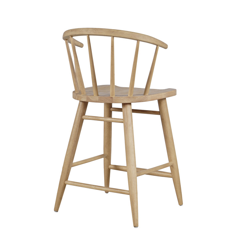 Crumpton Fitz Traditional Solid Wood Curved Back Spindle Counter Stool - Black, Natural