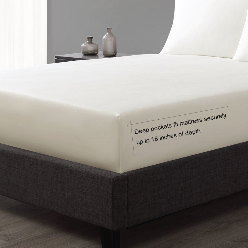 800 Thread Count Cotton Blend Sheet Set, Ivory, King Sheet Set with 2 Pillowcases