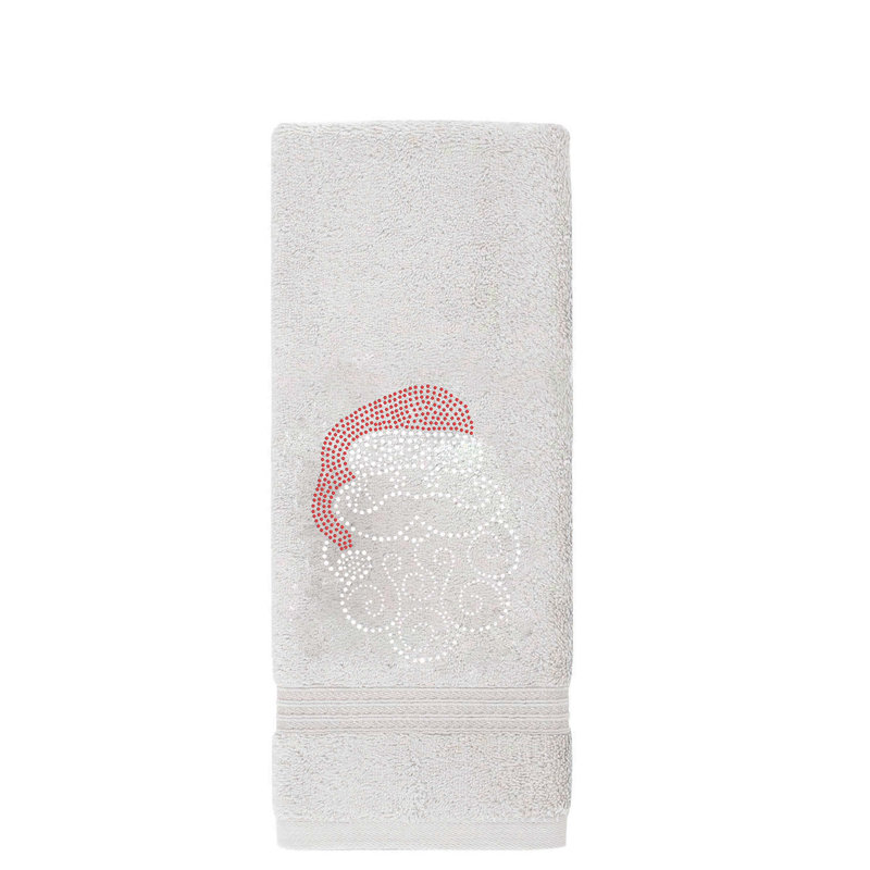 Sparkles Home Santa Rhinestone Hand Towel | 100% Turkish Cotton Terry | Machine Washable , White