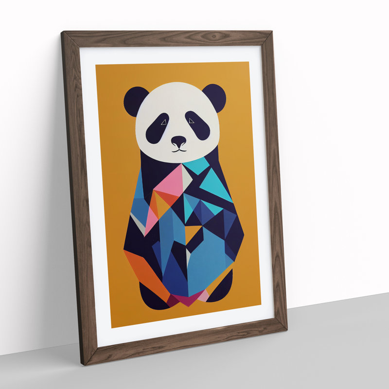 Panda Bear Abstract - Single Picture Frame Print, 64cm H x 46cm W x 2cm D, Walnut Framed