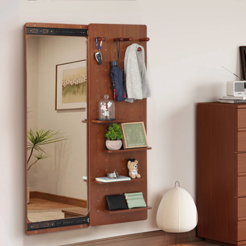 Wall Mounted Full Length Mirror, Full Body Mirror With Shelf, Full Body Mirror With Hook Wall Mounted Mirror With Multifunctional Design Panel(47.6*15.7In), Mirror