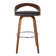 Maxime Swivel Counter or Bar Height Bar Stool with Open Low Back in Faux Leather and Wood