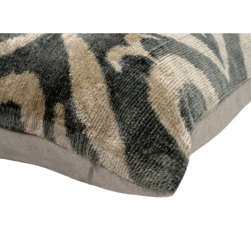 Velvet Pillow Cover & Insert, Gray/Ivory Geometric 2, 16"H x 24"W, Rectangular