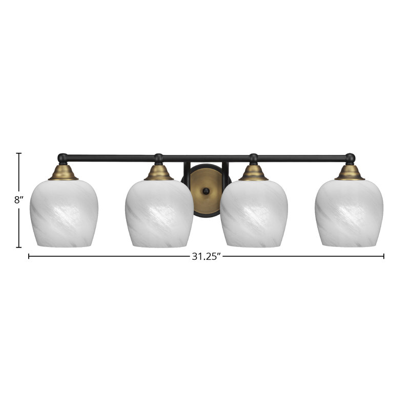Michell 4-Light Bath Bar, Matte Black/Brushed Gold