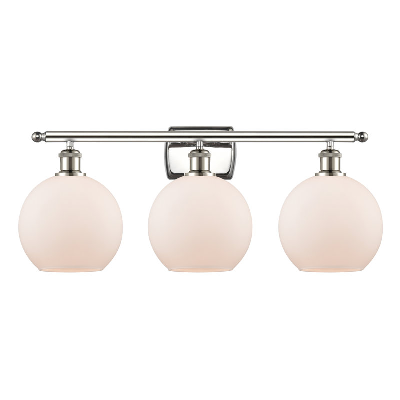 Éclairage de salle de bain à intensité variable 3 lumières Halvorson, Transparent, Nickel satiné brossé, Incandescent