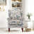 Abizer Linen Wing Back Armchair with Solid Wood Legs-1576862002
