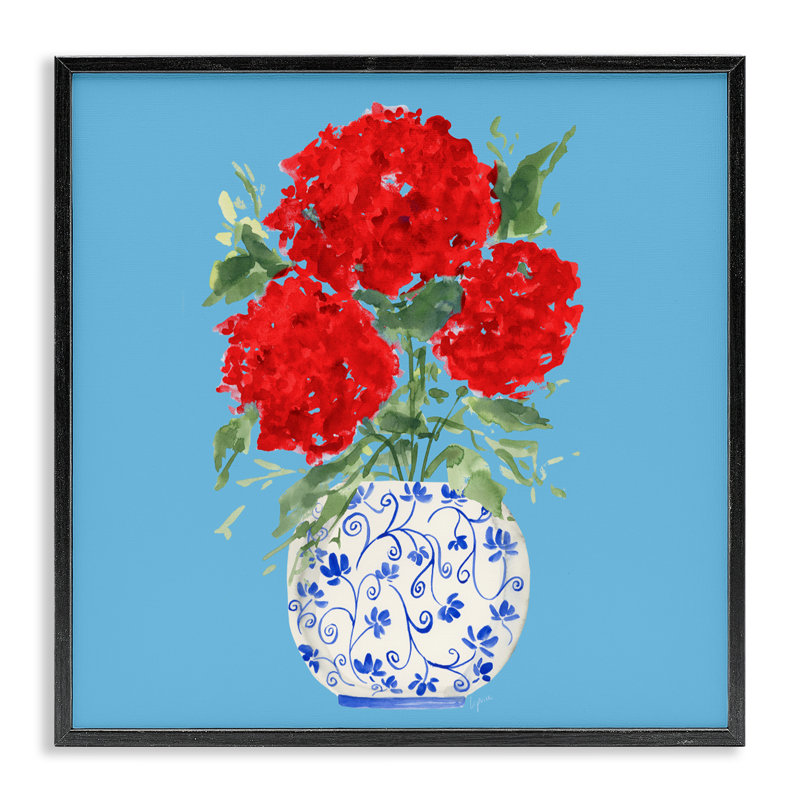 «Bold Hydrangea Trio», dessin de Lucille Price, Giclée encadrée noir minuit, H 24 po x l 24 po