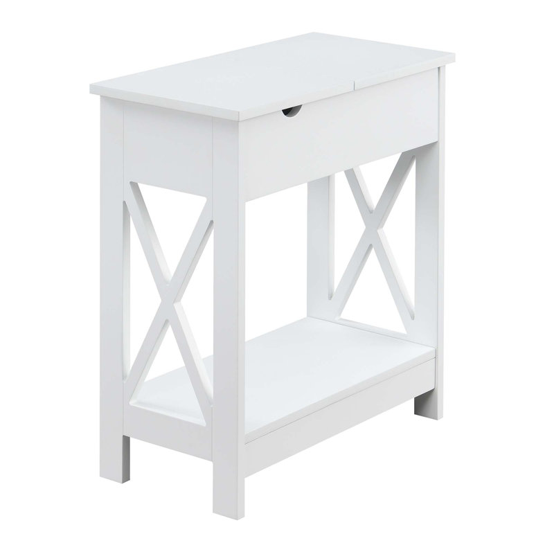 Gerde End Table and Built-In Outlets, White/White