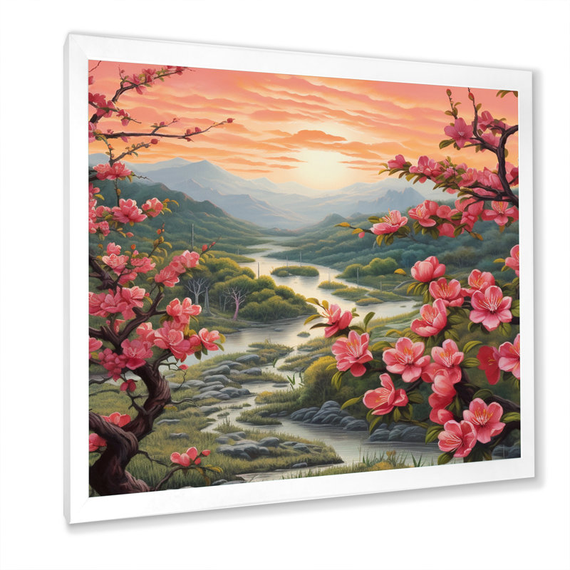 «Peach Blossom Bliss I», reproduction sur toile, Cadre simple blanc, H 24 po x l 24 po x P 1 po