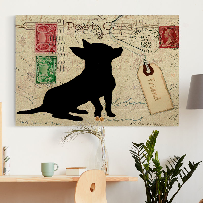 « Chihuahua silhouette »-impression sur toile, H 12 po x l 18 po x P 1,5 po