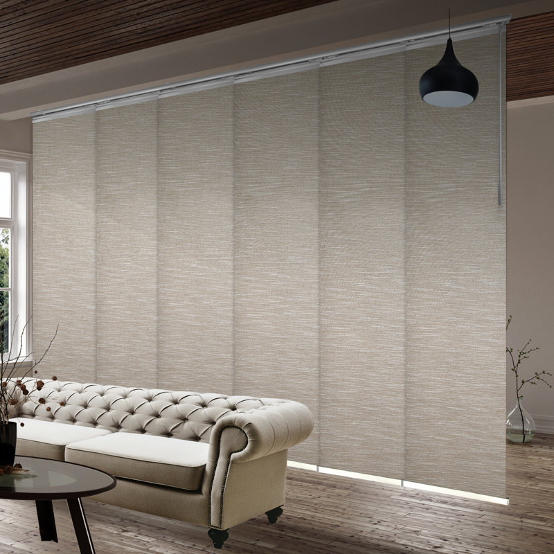 Oat 6-Panel Single Rail Blackout Panel Track Extendable 70"-130"W x 94"H, Panel width 23.5", Satin Nickel