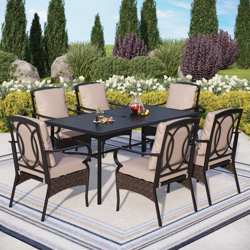 Sherborn 6 - Person Patio Dining Set with Rectangular Table , Cushions Included