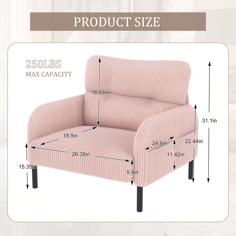 Chaise d'appoint rembourrée Modern, Rose