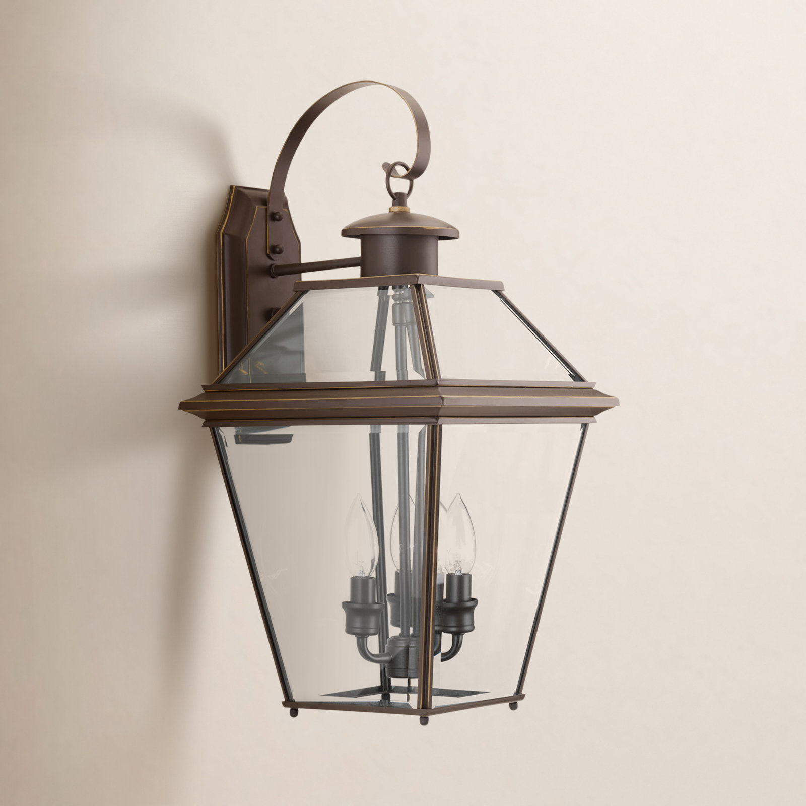 Calais 3 Light Empire Outdoor Wall Light, Antique Bronze